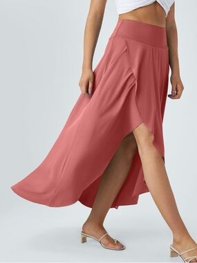 HALARA Breezeful High Waisted High Low Ruffle 2-in-1 Flowy Maxi Skirt XL
